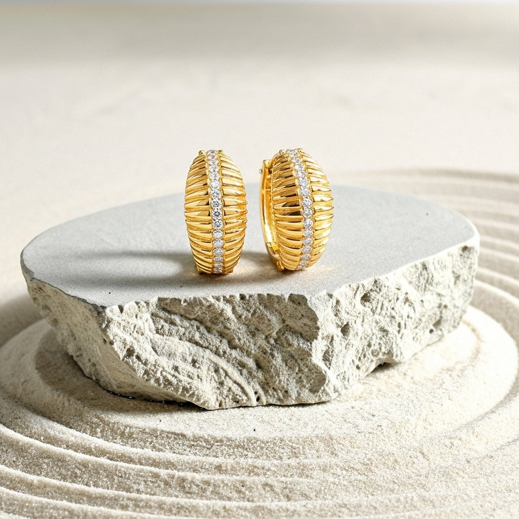 Aureline Ribbed Hoop Earrings