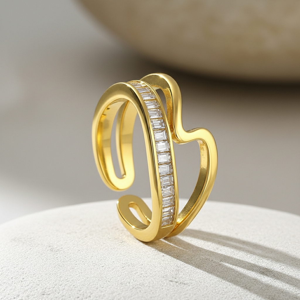 Veliora Contour Crystal Statement Ring