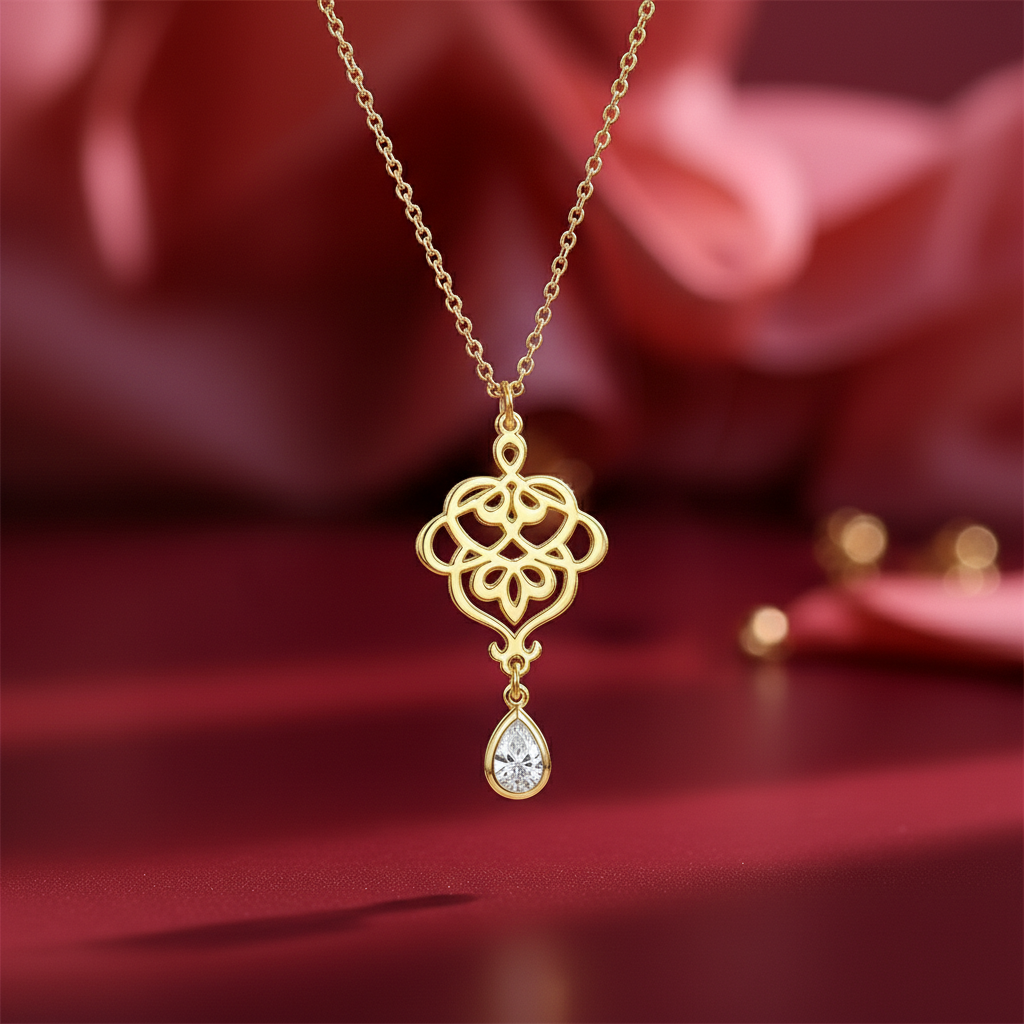 Irelis Filigree Drop Pendant Necklace