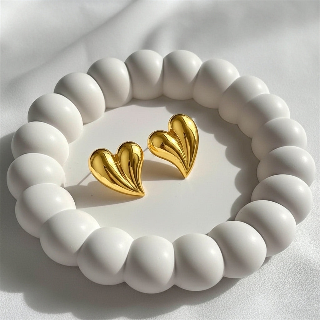 Amoura Sculpted Heart Stud Earrings