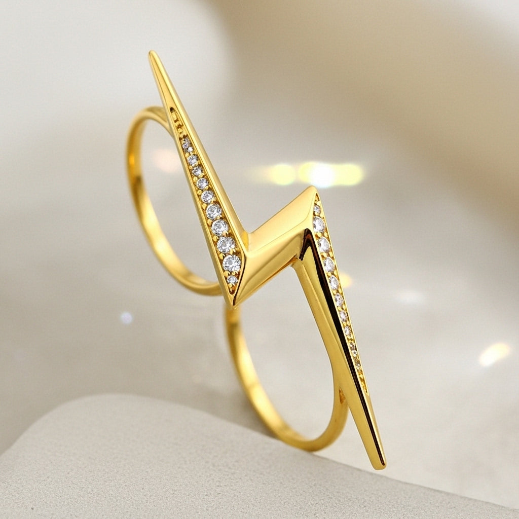 Voltique Dual Arc Two-Finger Statement Ring