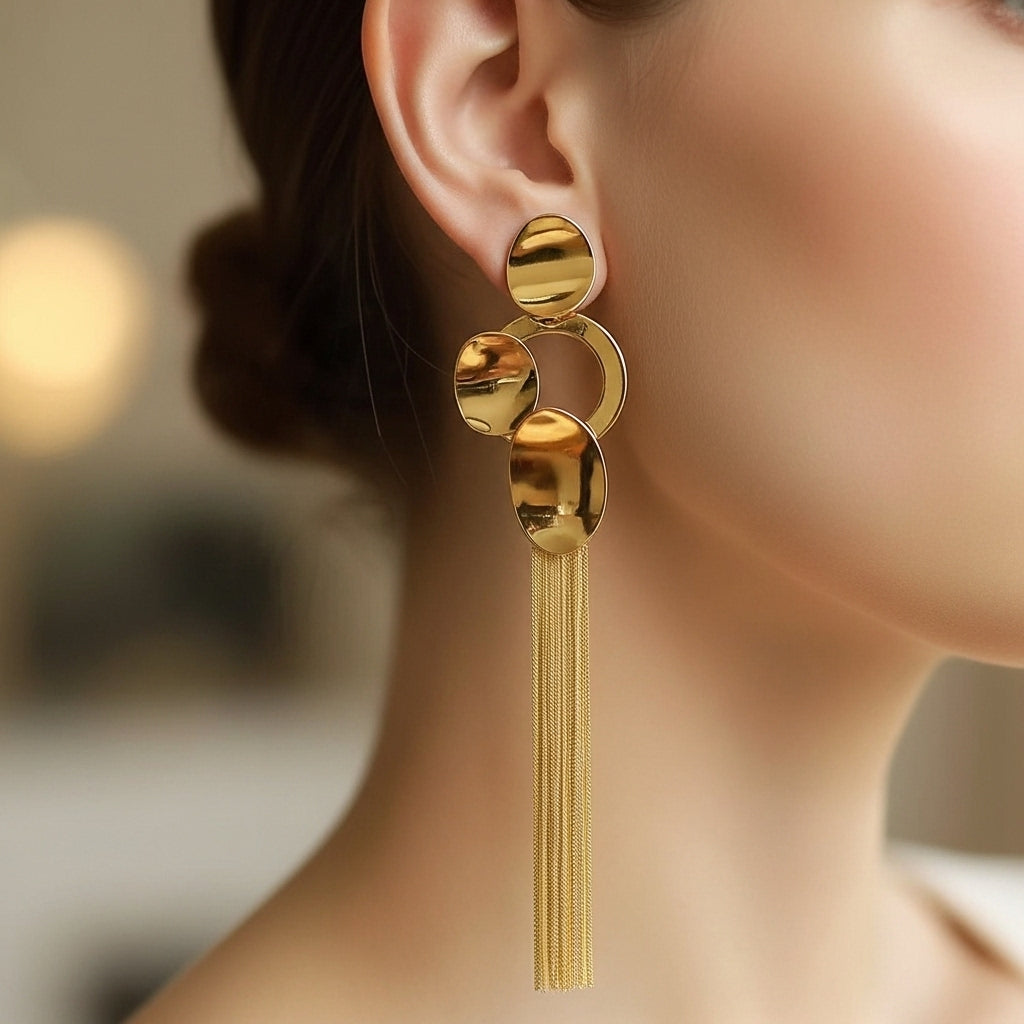 Calixa Disc Tassel Drop Earrings