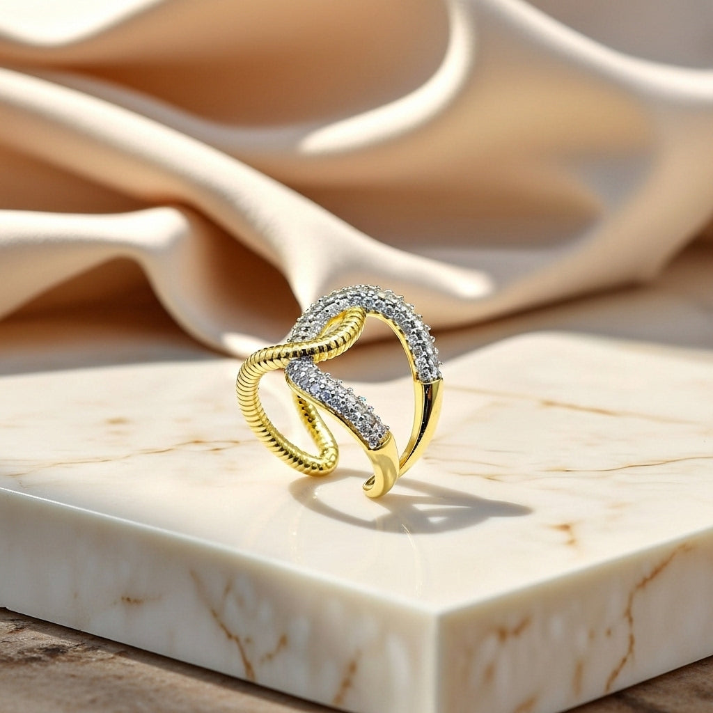 Zephira Interlace Crystal Statement Ring