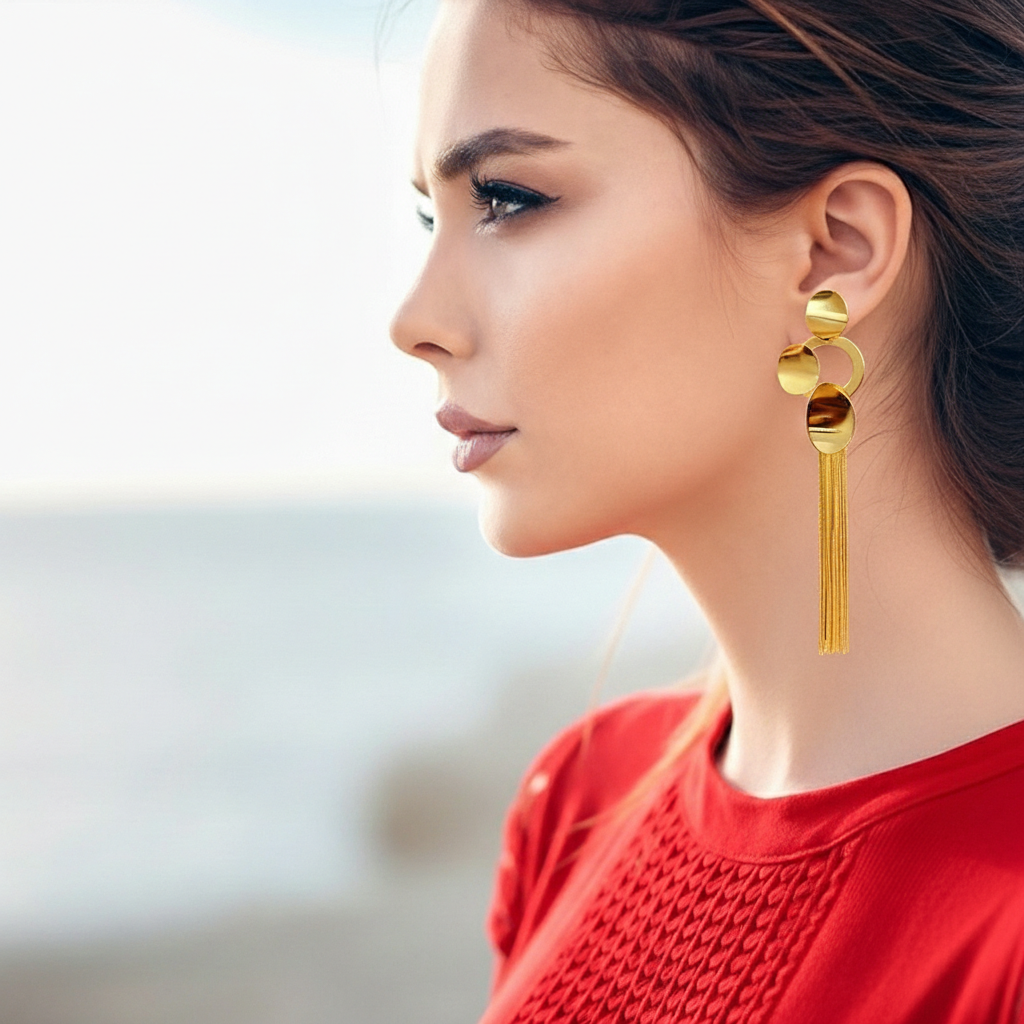 Calixa Disc Tassel Drop Earrings