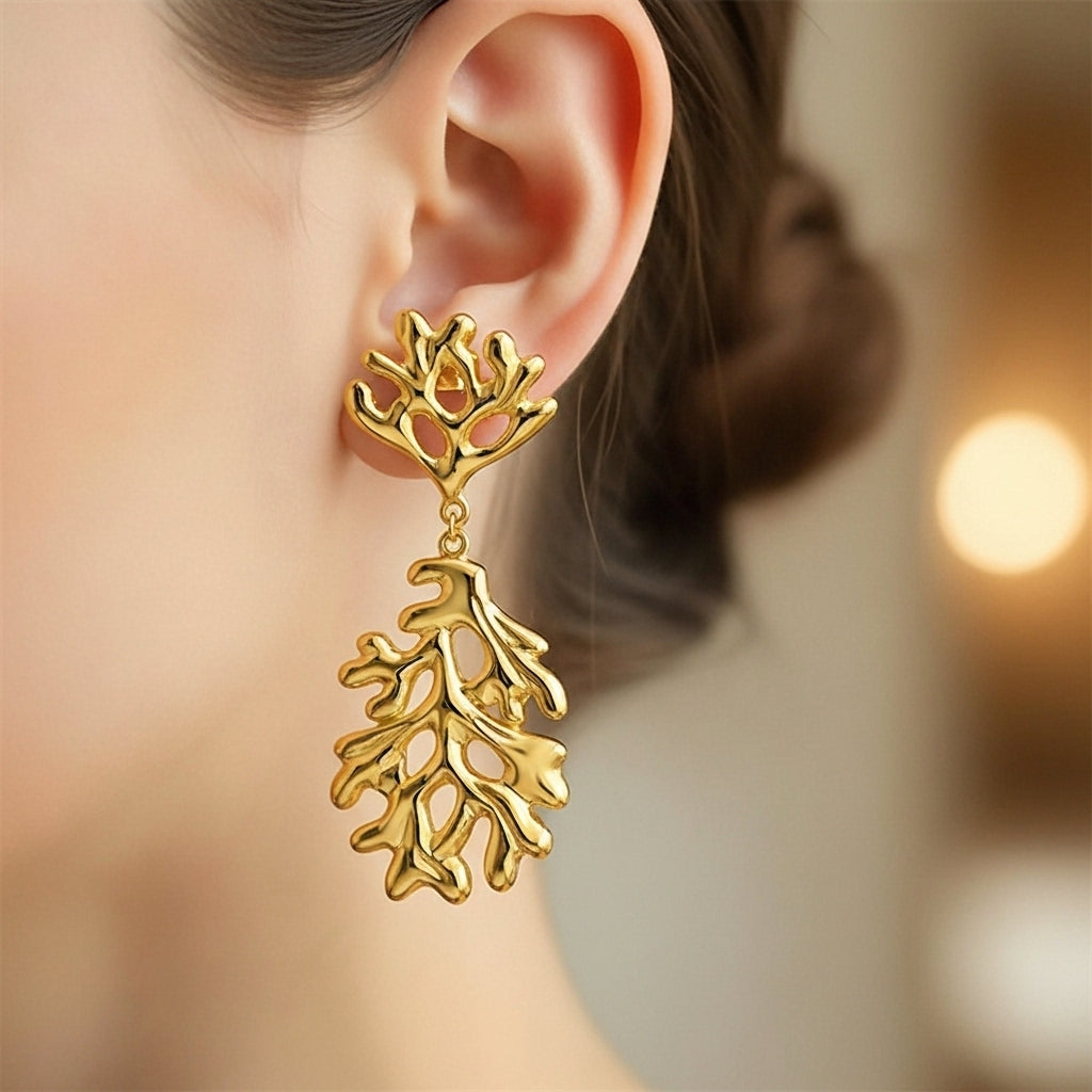 Arbelle Sculpted Leaf Drop Earrings