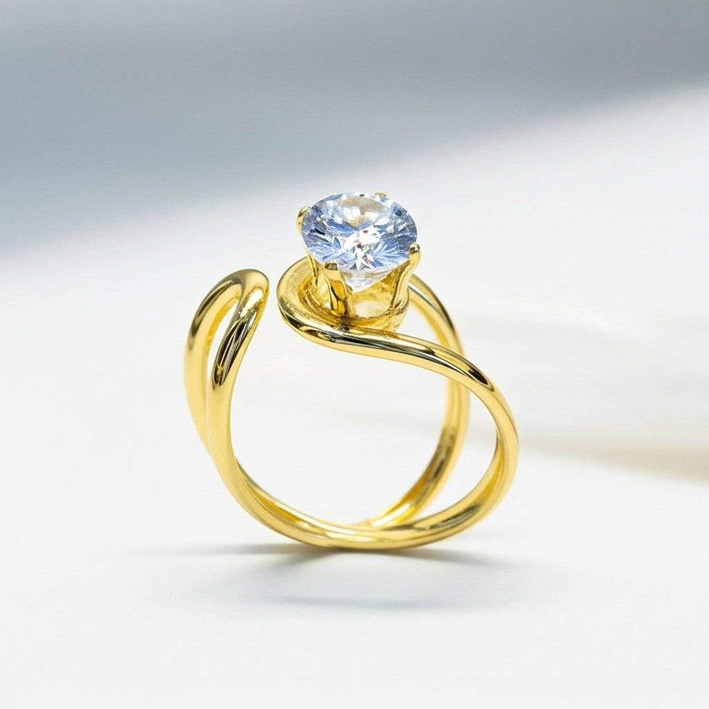 Solenne Arc Solitaire Statement Ring