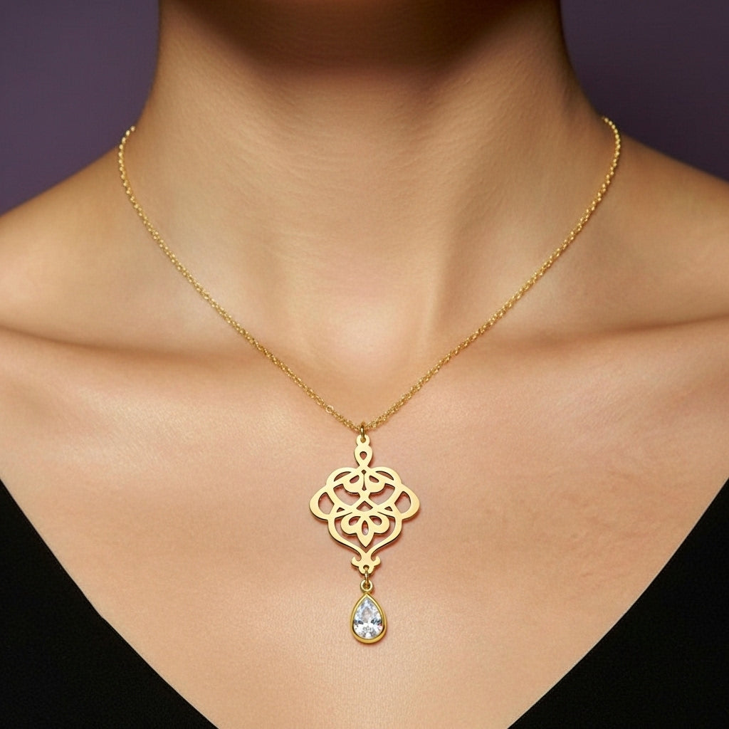 Irelis Filigree Drop Pendant Necklace