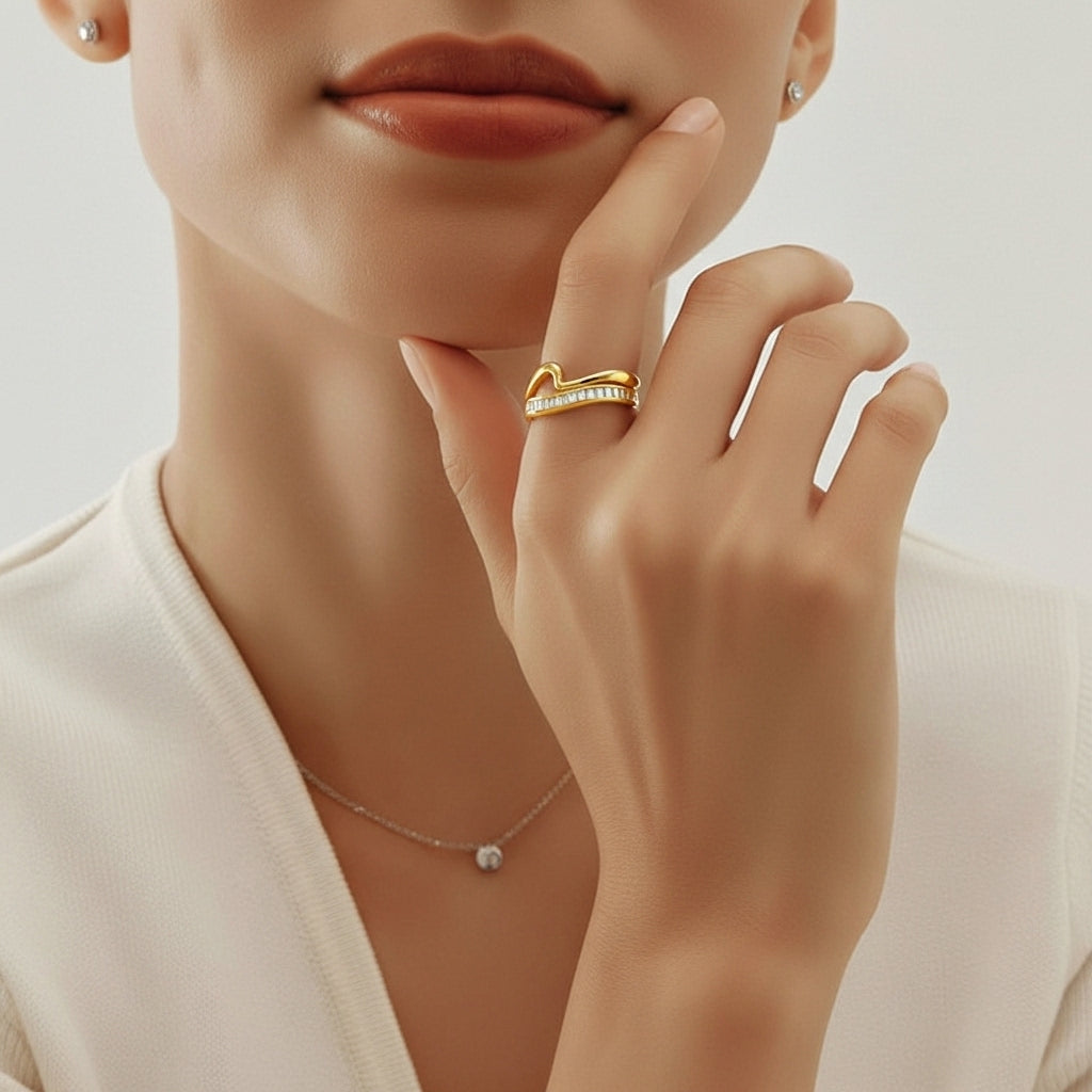 Veliora Contour Crystal Statement Ring