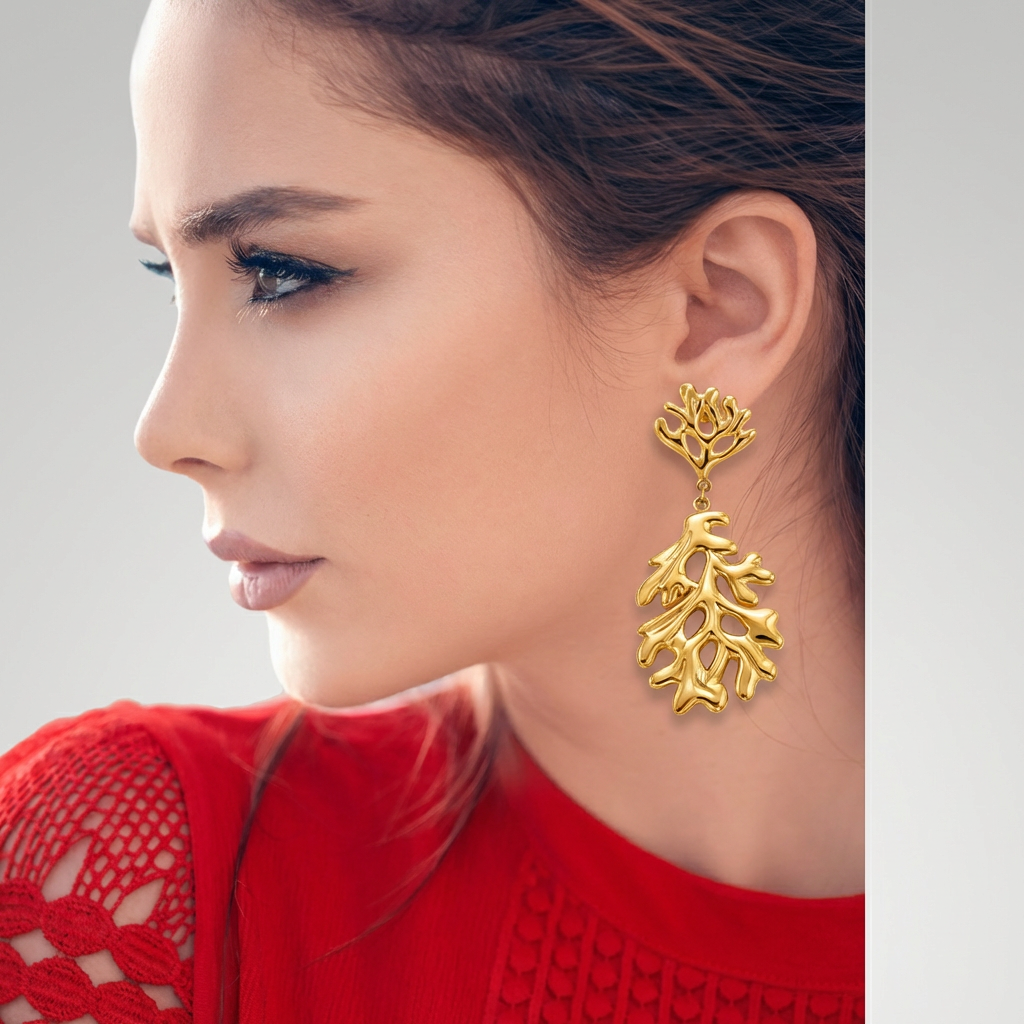 Arbelle Sculpted Leaf Drop Earrings